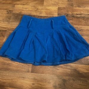 SHEIN Blue Mini Skater Skirt with Pleats